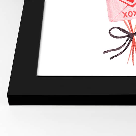 Valentine's Balloon & Note Black Framed Print Under Plexiglass